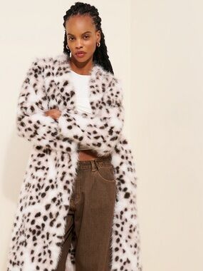 UNREAL FUR Halation Longline Faux Fur Coat Size XL EUC
